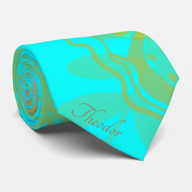 Chic Gold Butterfly Aquamarine Tie (Rolled)