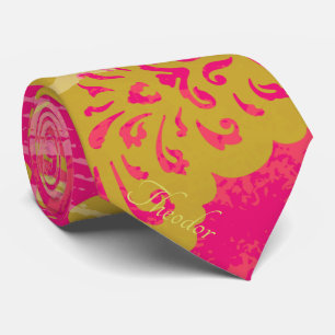 Chic Gold Butterfly Fuchsia Background Tie
