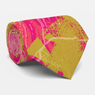 Chic Gold Butterfly Fuchsia Pattern Tie