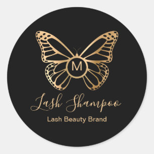 Chic Gold Butterfly Lash Cleanser Beauty Product Classic Round Sticker