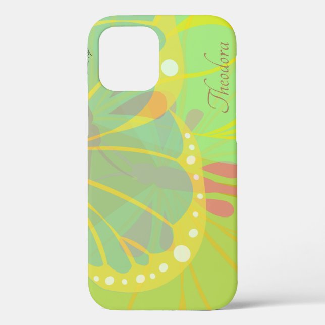 Chic Gold Butterfly Yellow Blue Pattern Case-Mate iPhone Case (Back)