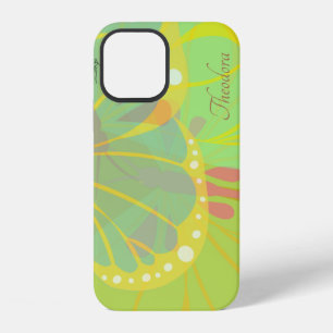 Chic Gold Butterfly Yellow Blue Pattern iPhone 12 Case