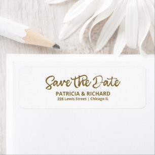 Chic Gold Calligraphy Save The Date Return Address