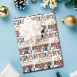 Chic Gold Christmas Tree Family Photo Collage Wrapping Paper Sheet<br><div class="desc">Chic custom gold script Christmas wrapping paper sheets with your family photo collage around a beautiful tree made of golden snowflakes and Merry Christmas and your name. Personalise with your 5 favourite kids photos on this trendy snowflake holiday gift wrap.</div>