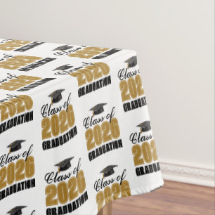 Chic Gold Class of 2026 Graduation Party Tablecloth