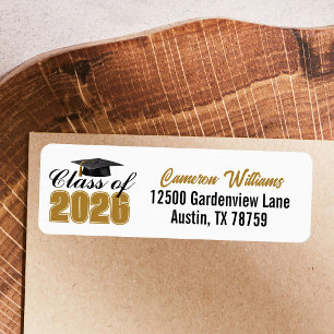 Chic Gold Class of 2026 Graduation Return Address