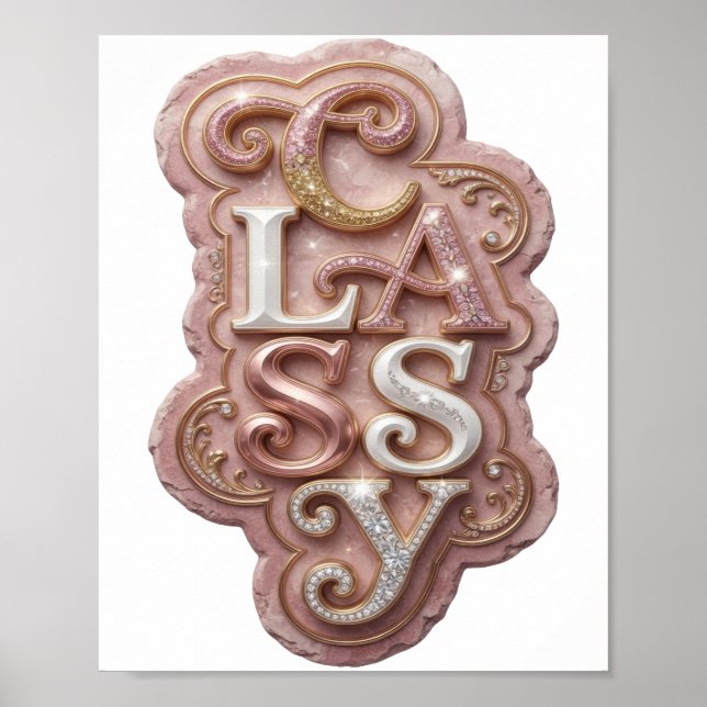 Chic Gold CLASSY Quote Design Poster (Front)