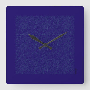 Chic Gold Cobalt Abstract Floral Square Wall Clock