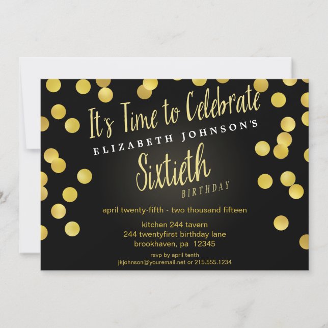 Chic Gold Confetti 60th Birthday Party Invite (Front)