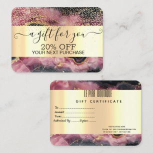Chic Gold Confetti,Burgundy Marble Gold Discount Card