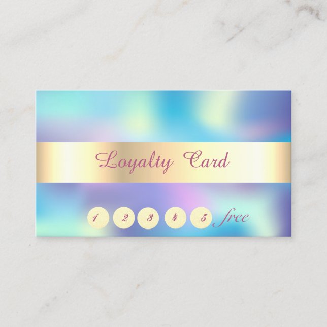 Chic Gold Confetti, Holographic  Loyalty Card (Front)