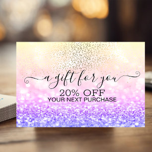 Chic Gold Confetti,Ombre Glitter Bokeh  Discount Card