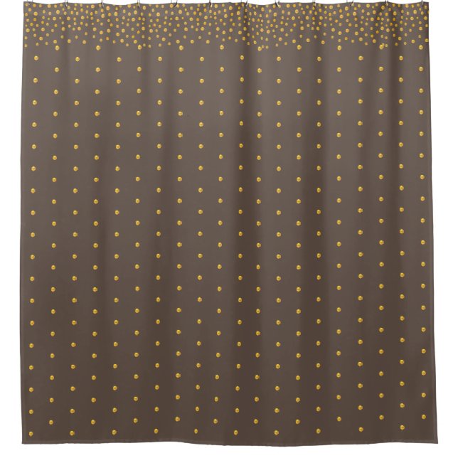 Chic Gold Confetti on Brown Shower Curtain (Front)