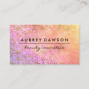 Chic Gold Confetti Pink Purple Blend Business Card