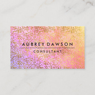 Chic Gold Confetti Pink Purple Blend Business Card
