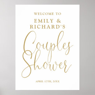 Chic Gold Couples Shower Welcome Sign