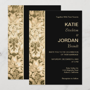 Chic Gold Damask Wedding Invitation