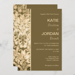 Chic Gold Damask Wedding Invitation
