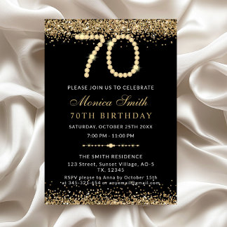 Chic Gold Diamonds 70th Birthday Party Invitation