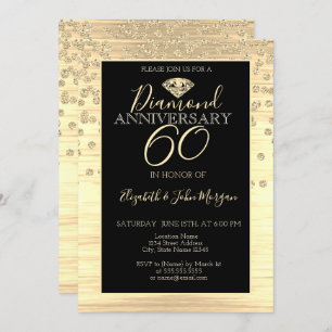 Chic Gold Diamonds Wedding Anniversary Invitation
