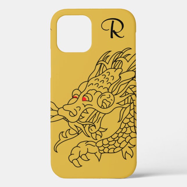 Chic Gold Dragon Monogram Case-Mate iPhone Case (Back)