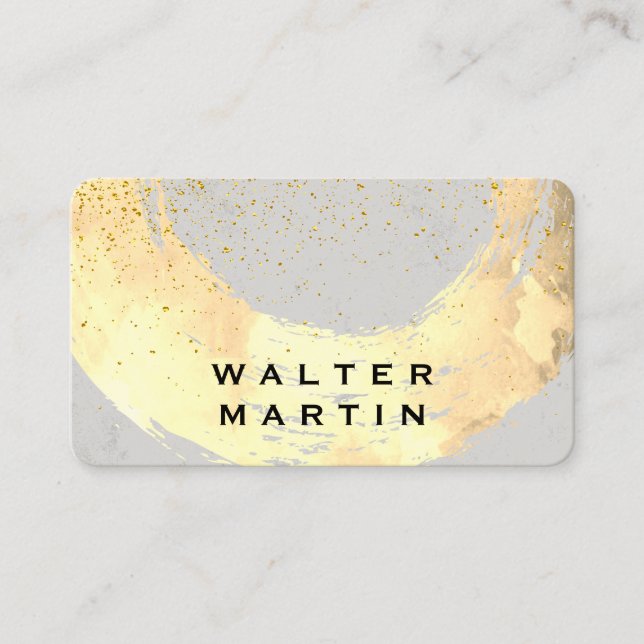 Chic Gold Dust Brushed / Grey Business Card (Front)