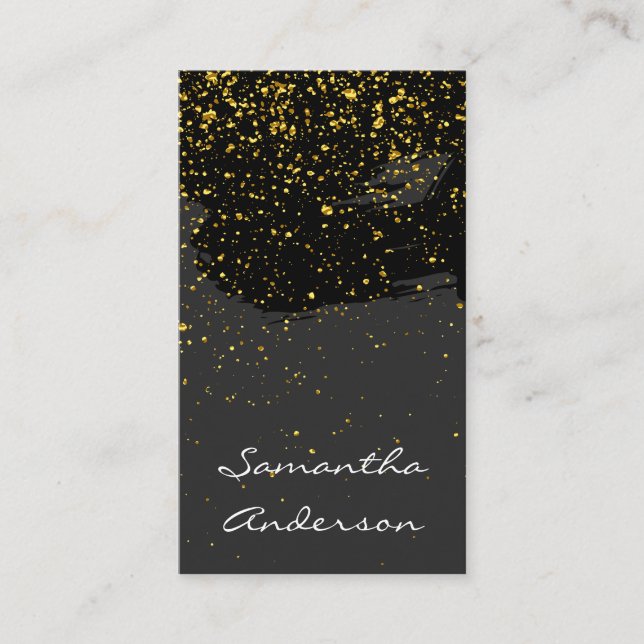 Chic Gold Dust Grey Black Brushed Business Card (Front)