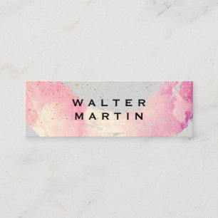 Chic Gold Dust Watercolor Brushed Mini Business Card