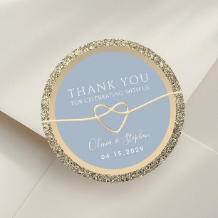 Chic Gold Dusty Blue Wedding Stickers for Favours