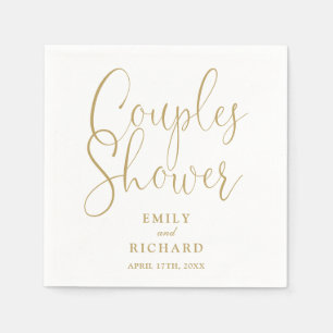 Chic Gold Elegant Couples Bridal Wedding Shower Napkin