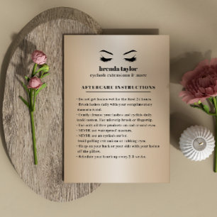 Chic Gold Eyelash  Browbar Aftercare Instructions Business Card