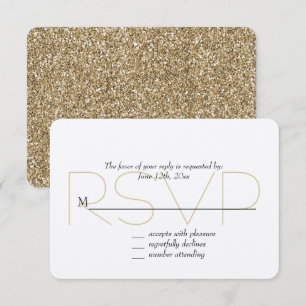Chic Gold Faux Glitter RSVP Card