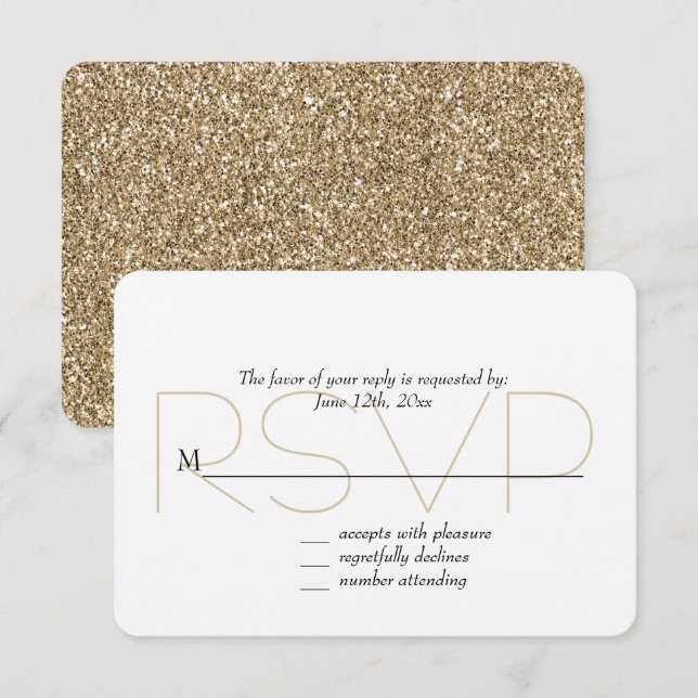 Chic Gold Faux Glitter RSVP Card (Front/Back)
