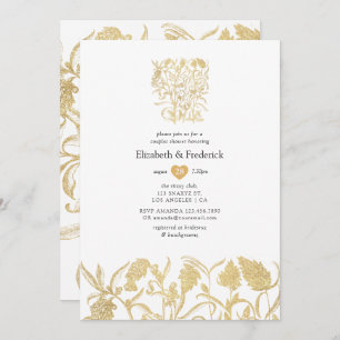 Chic Gold Floral Couples Shower Invitation