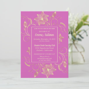Chic Gold Flowers Bridal Shower Invitation