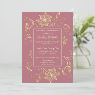 Chic Gold Flowers Bridal Shower Invitation