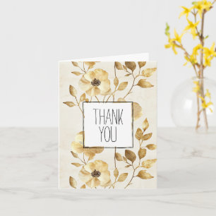 Chic Gold Flowers Thank You Card