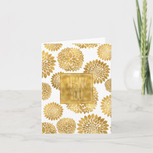 Chic Gold Flowers thank you Card
