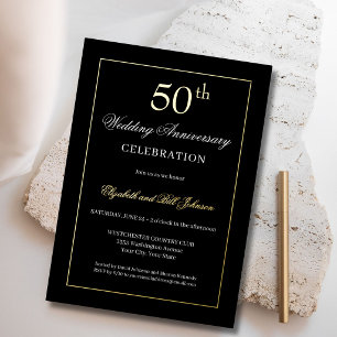 Chic Gold Foil and Black 50th Wedding Anniversary