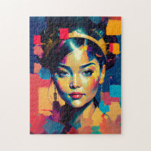 Chic Gold Foil Colourful Women Impasto Oil Paintin