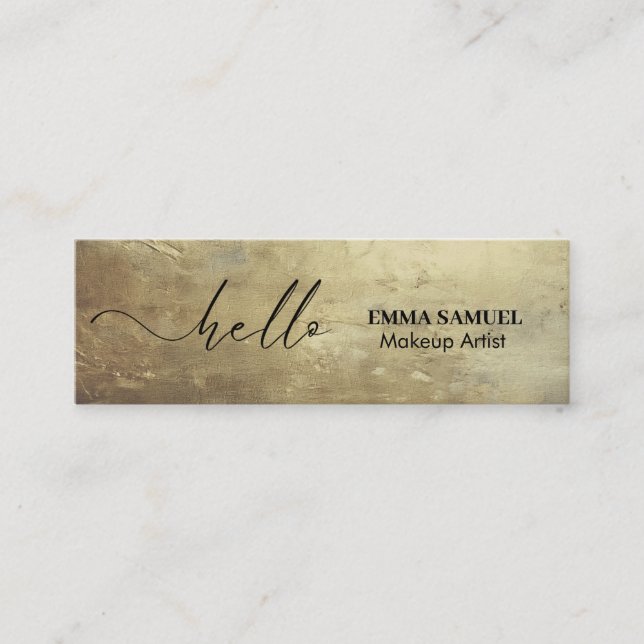 Chic gold Foil Elegant Hello Minimal Calligraphy  Mini Business Card (Front)
