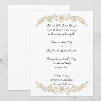 Chic Gold Foil Floral Wedding Invitation