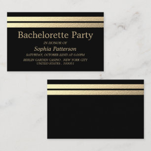 Chic Gold Foil Stripes Bachelorette Party Invite