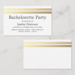 Chic Gold Foil Stripes Bachelorette Party Invite
