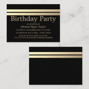 Chic Gold Foil Stripes Birthday Party Invitation