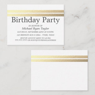 Chic Gold Foil Stripes Birthday Party Ticket