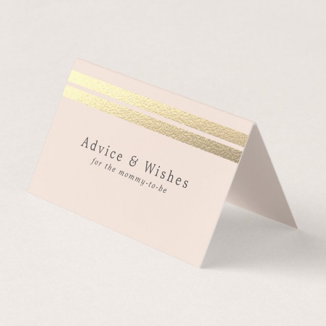 Chic Gold Foil Stripes On Blush Pink Advice Cards (Front)
