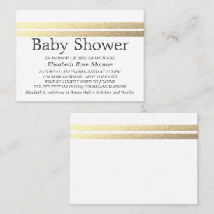 Chic Gold Foil Stripes, White Baby Shower Invite