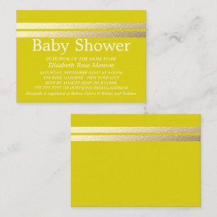 Chic Gold Foil Stripes, Yellow Baby Shower Ticket