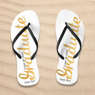 Chic Gold Foil Trendy Graduation Class of 2018 Jandals